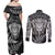 New Zealand Rugby Couples Matching Off Shoulder Maxi Dress and Long Sleeve Button Shirts Silver Fern All Black Mix Ta Moko White Style LT9 - Polynesian Pride