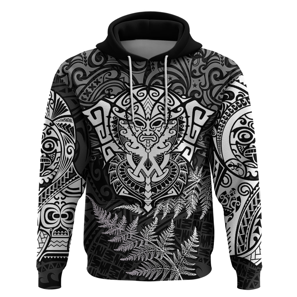 New Zealand Rugby Hoodie Silver Fern All Black Mix Ta Moko White Style LT9 White - Polynesian Pride