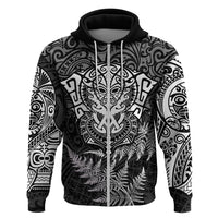 New Zealand Rugby Hoodie Silver Fern All Black Mix Ta Moko White Style LT9 - Polynesian Pride