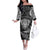 New Zealand Rugby Off The Shoulder Long Sleeve Dress Silver Fern All Black Mix Ta Moko White Style LT9 Women White - Polynesian Pride