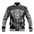 Personalised New Zealand Rugby Baseball Jacket Silver Fern All Black Mix Ta Moko White Style LT9 Unisex White - Polynesian Pride