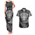 Personalised New Zealand Rugby Couples Matching Tank Maxi Dress and Hawaiian Shirt Silver Fern All Black Mix Ta Moko White Style LT9 White - Polynesian Pride