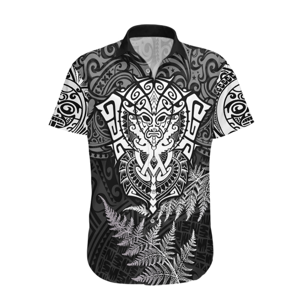 Personalised New Zealand Rugby Hawaiian Shirt Silver Fern All Black Mix Ta Moko White Style LT9 White - Polynesian Pride