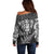 Personalised New Zealand Rugby Off Shoulder Sweater Silver Fern All Black Mix Ta Moko White Style LT9 - Polynesian Pride