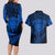 New Zealand Rugby Couples Matching Long Sleeve Bodycon Dress and Hawaiian Shirt Silver Fern All Black Mix Ta Moko Blue Style LT9 - Polynesian Pride