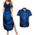 New Zealand Rugby Couples Matching Summer Maxi Dress and Hawaiian Shirt Silver Fern All Black Mix Ta Moko Blue Style LT9 Blue - Polynesian Pride