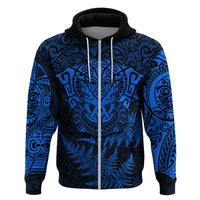 New Zealand Rugby Hoodie Silver Fern All Black Mix Ta Moko Blue Style LT9 - Polynesian Pride