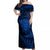 New Zealand Rugby Off Shoulder Maxi Dress Silver Fern All Black Mix Ta Moko Blue Style LT9 Women Blue - Polynesian Pride