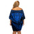 New Zealand Rugby Off Shoulder Short Dress Silver Fern All Black Mix Ta Moko Blue Style LT9 - Polynesian Pride