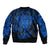 Personalised New Zealand Rugby Bomber Jacket Silver Fern All Black Mix Ta Moko Blue Style LT9 - Polynesian Pride