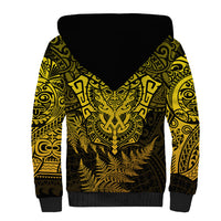 New Zealand Rugby Sherpa Hoodie Silver Fern All Black Mix Ta Moko Gold Style LT9 - Polynesian Pride