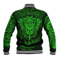 New Zealand Rugby Baseball Jacket Silver Fern All Black Mix Ta Moko Green Style LT9 - Polynesian Pride