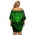 New Zealand Rugby Off Shoulder Short Dress Silver Fern All Black Mix Ta Moko Green Style LT9 - Polynesian Pride