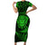 New Zealand Rugby Short Sleeve Bodycon Dress Silver Fern All Black Mix Ta Moko Green Style LT9 Long Dress Green - Polynesian Pride