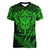 New Zealand Rugby Women V Neck T Shirt Silver Fern All Black Mix Ta Moko Green Style LT9 Female Green - Polynesian Pride