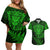 New Zealand Rugby Couples Matching Off Shoulder Short Dress and Hawaiian Shirt Silver Fern All Black Mix Ta Moko Green Style LT9 Green - Polynesian Pride