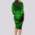 New Zealand Rugby Long Sleeve Bodycon Dress Silver Fern All Black Mix Ta Moko Green Style LT9 - Polynesian Pride