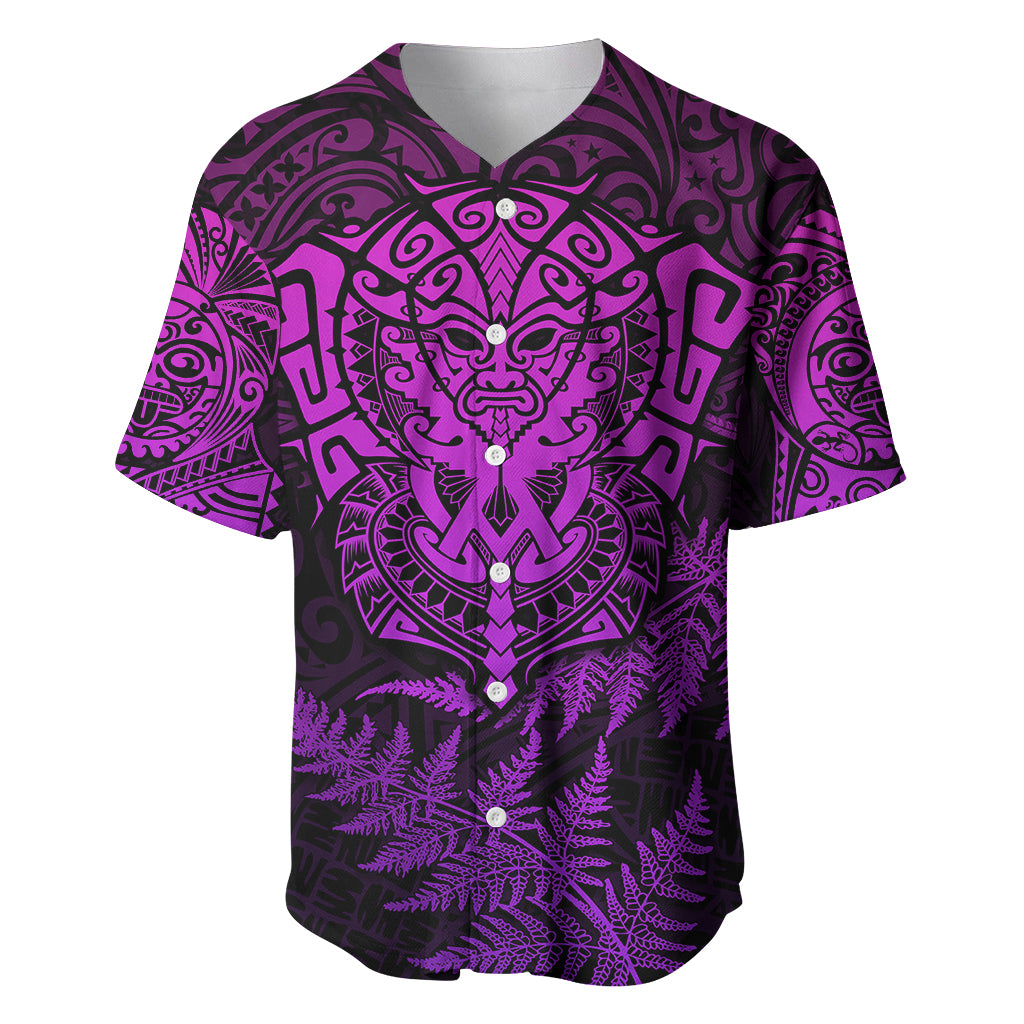 New Zealand Rugby Baseball Jersey Silver Fern All Black Mix Ta Moko Purple Style LT9 Purple - Polynesian Pride