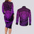 New Zealand Rugby Couples Matching Long Sleeve Bodycon Dress and Long Sleeve Button Shirts Silver Fern All Black Mix Ta Moko Purple Style LT9 - Polynesian Pride