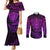 New Zealand Rugby Couples Matching Mermaid Dress and Long Sleeve Button Shirts Silver Fern All Black Mix Ta Moko Purple Style LT9 Purple - Polynesian Pride