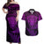 New Zealand Rugby Couples Matching Off Shoulder Maxi Dress and Hawaiian Shirt Silver Fern All Black Mix Ta Moko Purple Style LT9 Purple - Polynesian Pride