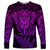 New Zealand Rugby Long Sleeve Shirt Silver Fern All Black Mix Ta Moko Purple Style LT9 Unisex Purple - Polynesian Pride