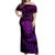 New Zealand Rugby Off Shoulder Maxi Dress Silver Fern All Black Mix Ta Moko Purple Style LT9 Women Purple - Polynesian Pride