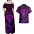 Personalised New Zealand Rugby Couples Matching Off Shoulder Maxi Dress and Hawaiian Shirt Silver Fern All Black Mix Ta Moko Purple Style LT9 - Polynesian Pride