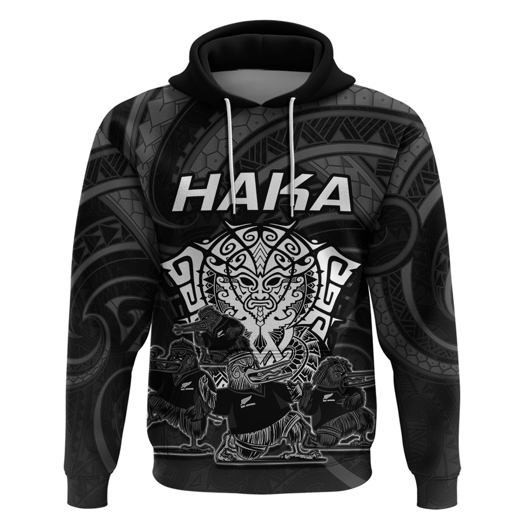 Personalised New Zealand Rugby Hoodie Aotearoa Ka Mate Haka All Black Mix Ta Moko White Style LT9 White - Polynesian Pride