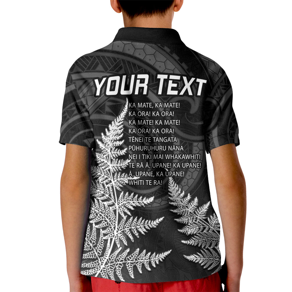 Personalised New Zealand Rugby Kid Polo Shirt Aotearoa Ka Mate Haka All Black Mix Ta Moko White Style LT9 - Polynesian Pride