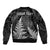 Personalised New Zealand Rugby Sleeve Zip Bomber Jacket Aotearoa Ka Mate Haka All Black Mix Ta Moko White Style LT9 - Polynesian Pride