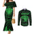 Personalised New Zealand Rugby Couples Matching Mermaid Dress and Long Sleeve Button Shirts Aotearoa Ka Mate Haka All Black Mix Ta Moko Green Style LT9 Green - Polynesian Pride