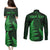 Personalised New Zealand Rugby Couples Matching Puletasi Dress and Long Sleeve Button Shirts Aotearoa Ka Mate Haka All Black Mix Ta Moko Green Style LT9 - Polynesian Pride