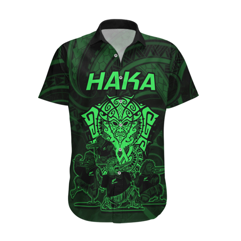 Personalised New Zealand Rugby Hawaiian Shirt Aotearoa Ka Mate Haka All Black Mix Ta Moko Green Style LT9 Green - Polynesian Pride