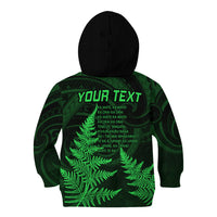 Personalised New Zealand Rugby Kid Hoodie Aotearoa Ka Mate Haka All Black Mix Ta Moko Green Style LT9 - Polynesian Pride
