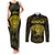 Personalised New Zealand Rugby Couples Matching Tank Maxi Dress and Long Sleeve Button Shirts Aotearoa Ka Mate Haka All Black Mix Ta Moko Gold Style LT9 Gold - Polynesian Pride