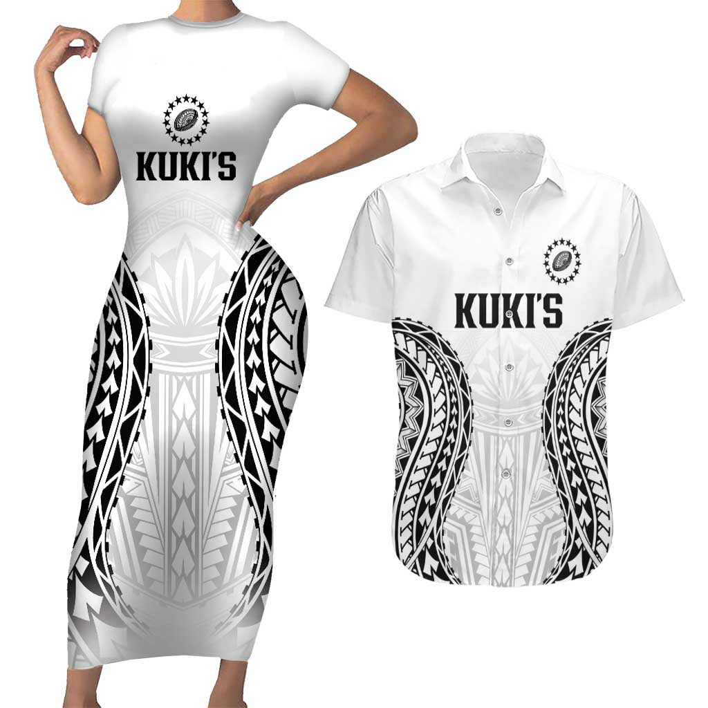World Rugby Cook Islands Couples Matching Short Sleeve Bodycon Dress and Hawaiian Shirt Kukis Make History - Polynesian Pride