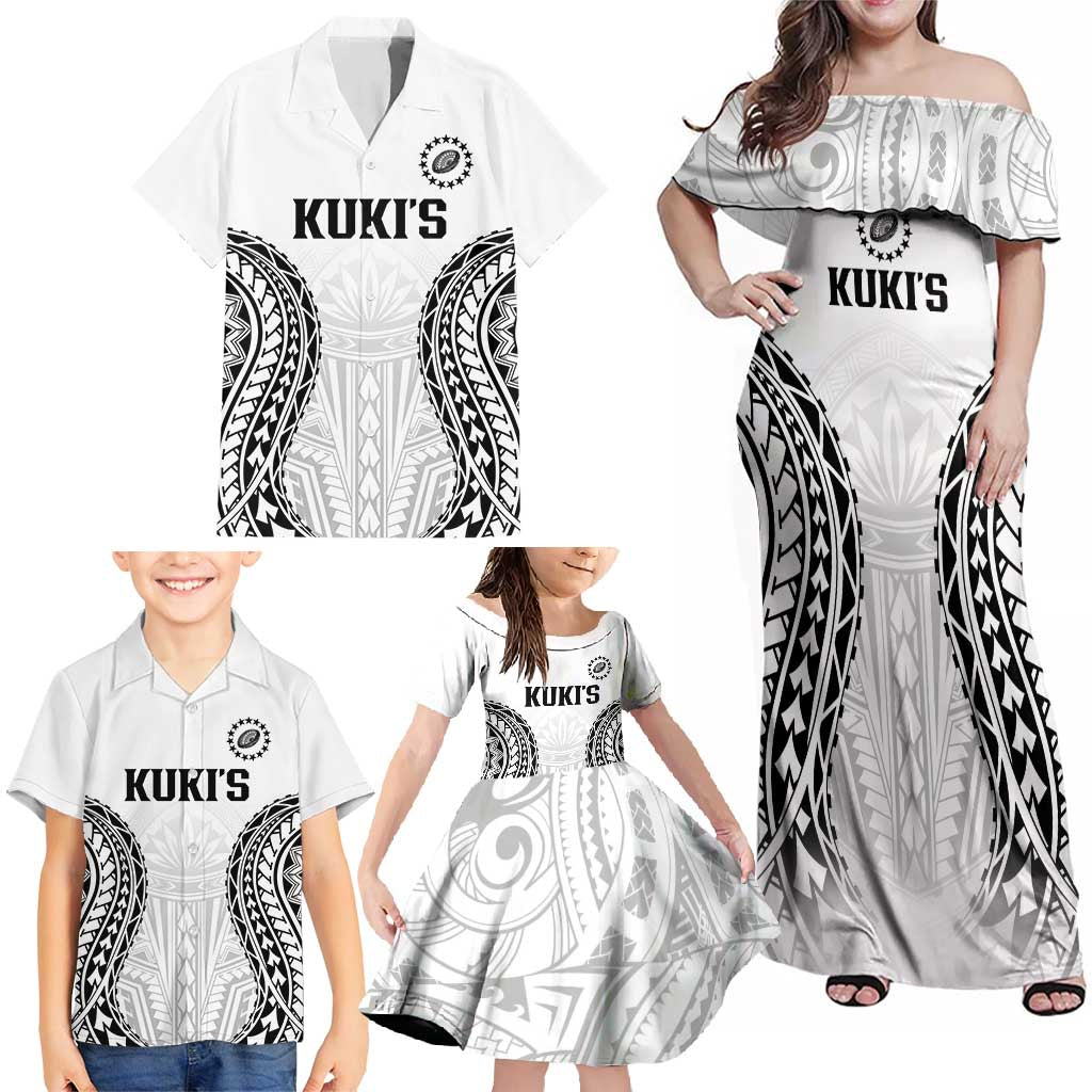 World Rugby Cook Islands Family Matching Off Shoulder Maxi Dress and Hawaiian Shirt Kukis Make History - Polynesian Pride