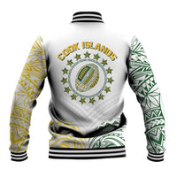 World Rugby Cook Islands Baseball Jacket White Polynesian Tribal Pattern - Polynesian Pride