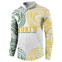World Rugby Cook Islands Button Sweatshirt White Polynesian Tribal Pattern - Polynesian Pride