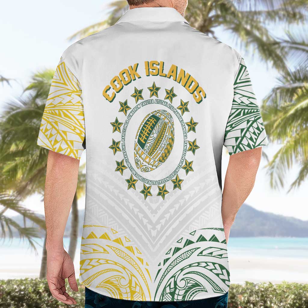 World Rugby Cook Islands Hawaiian Shirt White Polynesian Tribal Pattern - Polynesian Pride