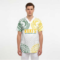World Rugby Cook Islands Scrub Top White Polynesian Tribal Pattern - Polynesian Pride
