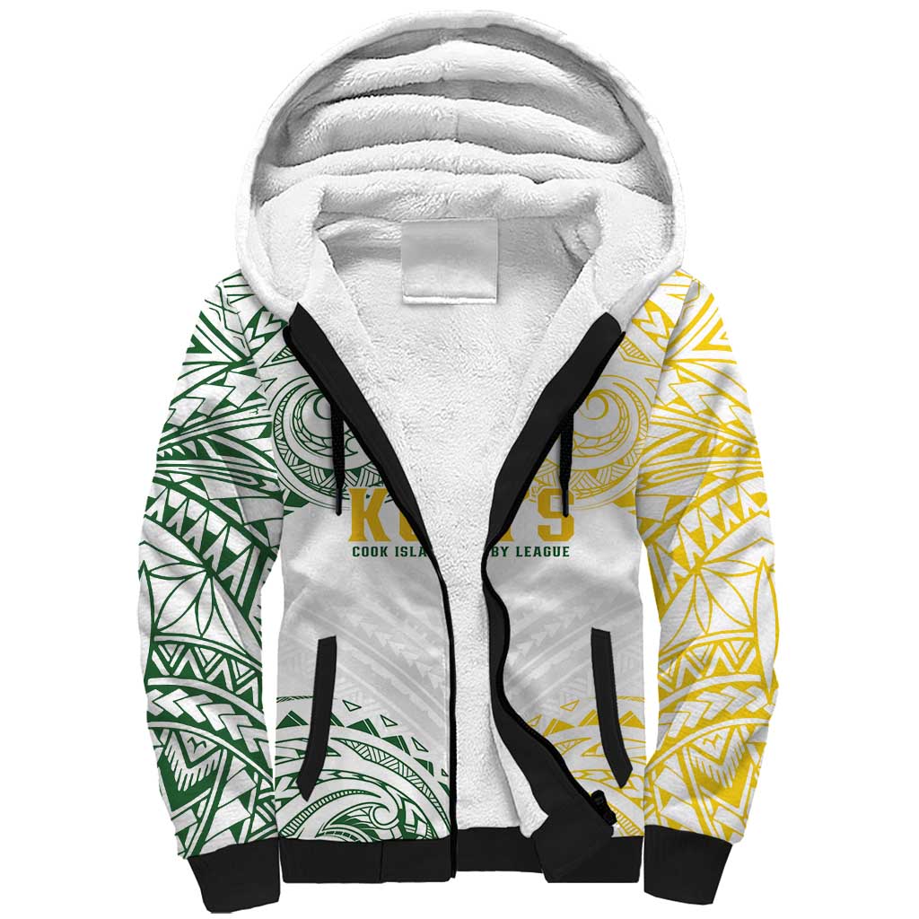 World Rugby Cook Islands Sherpa Hoodie White Polynesian Tribal Pattern - Polynesian Pride