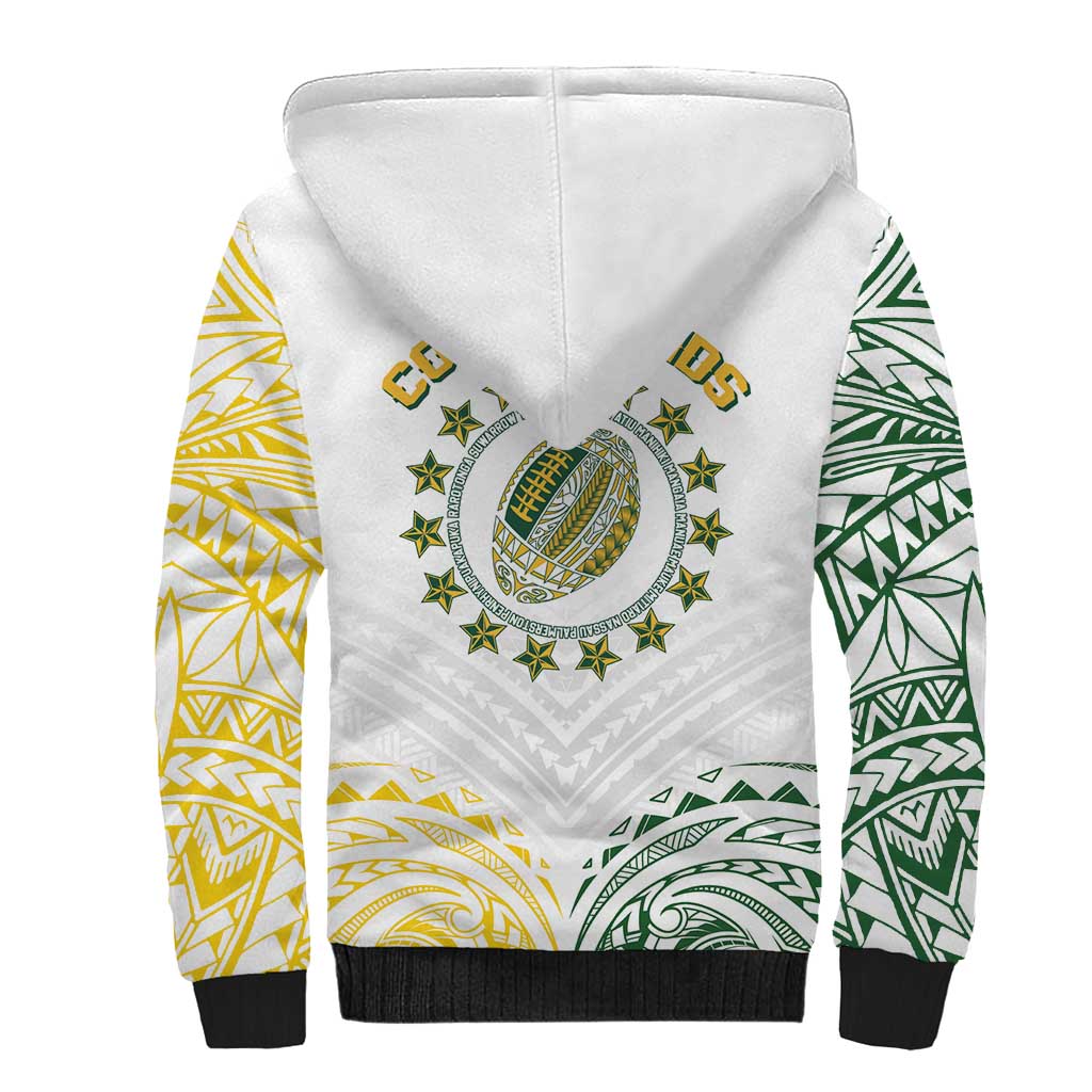 World Rugby Cook Islands Sherpa Hoodie White Polynesian Tribal Pattern - Polynesian Pride