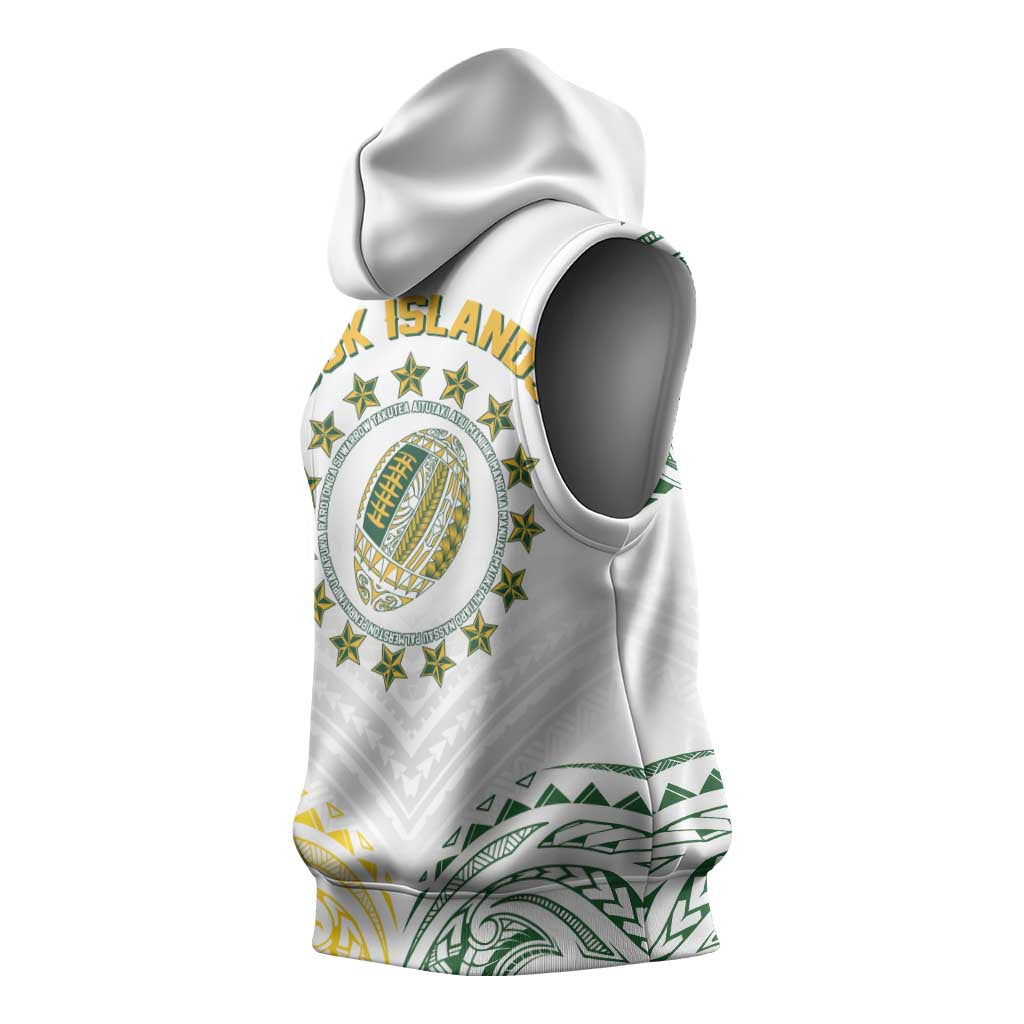 World Rugby Cook Islands Sleeveless Hoodie White Polynesian Tribal Pattern - Polynesian Pride