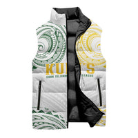 World Rugby Cook Islands Sleeveless Puffer Jacket White Polynesian Tribal Pattern - Polynesian Pride