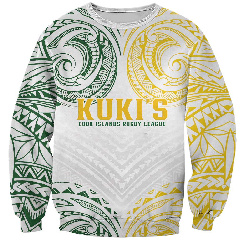 World Rugby Cook Islands Sweatshirt White Polynesian Tribal Pattern - Polynesian Pride
