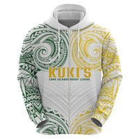 World Rugby Cook Islands Zip Hoodie White Polynesian Tribal Pattern - Polynesian Pride