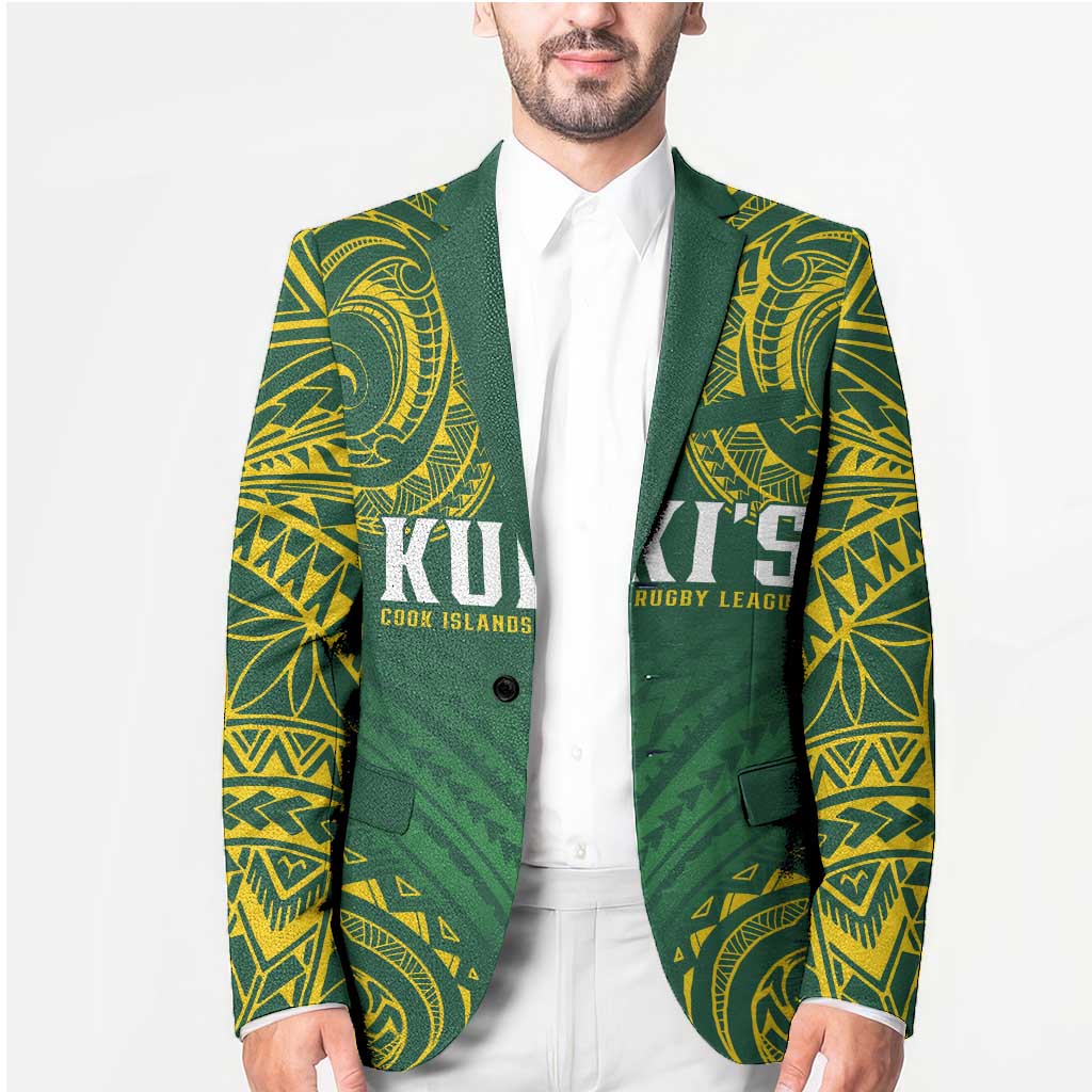 World Rugby Cook Islands Blazer Green Polynesian Tribal Pattern - Polynesian Pride