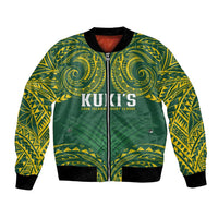 World Rugby Cook Islands Bomber Jacket Green Polynesian Tribal Pattern - Polynesian Pride